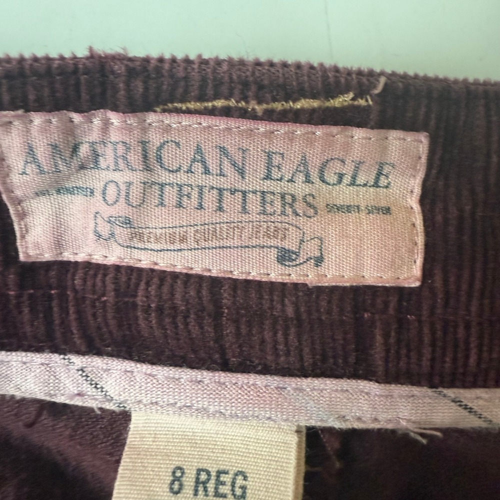 American Eagle Pants Womens 8 Burgundy Corduroy Flare Cotton Stretch Cords Retro - Picture 3 of 12